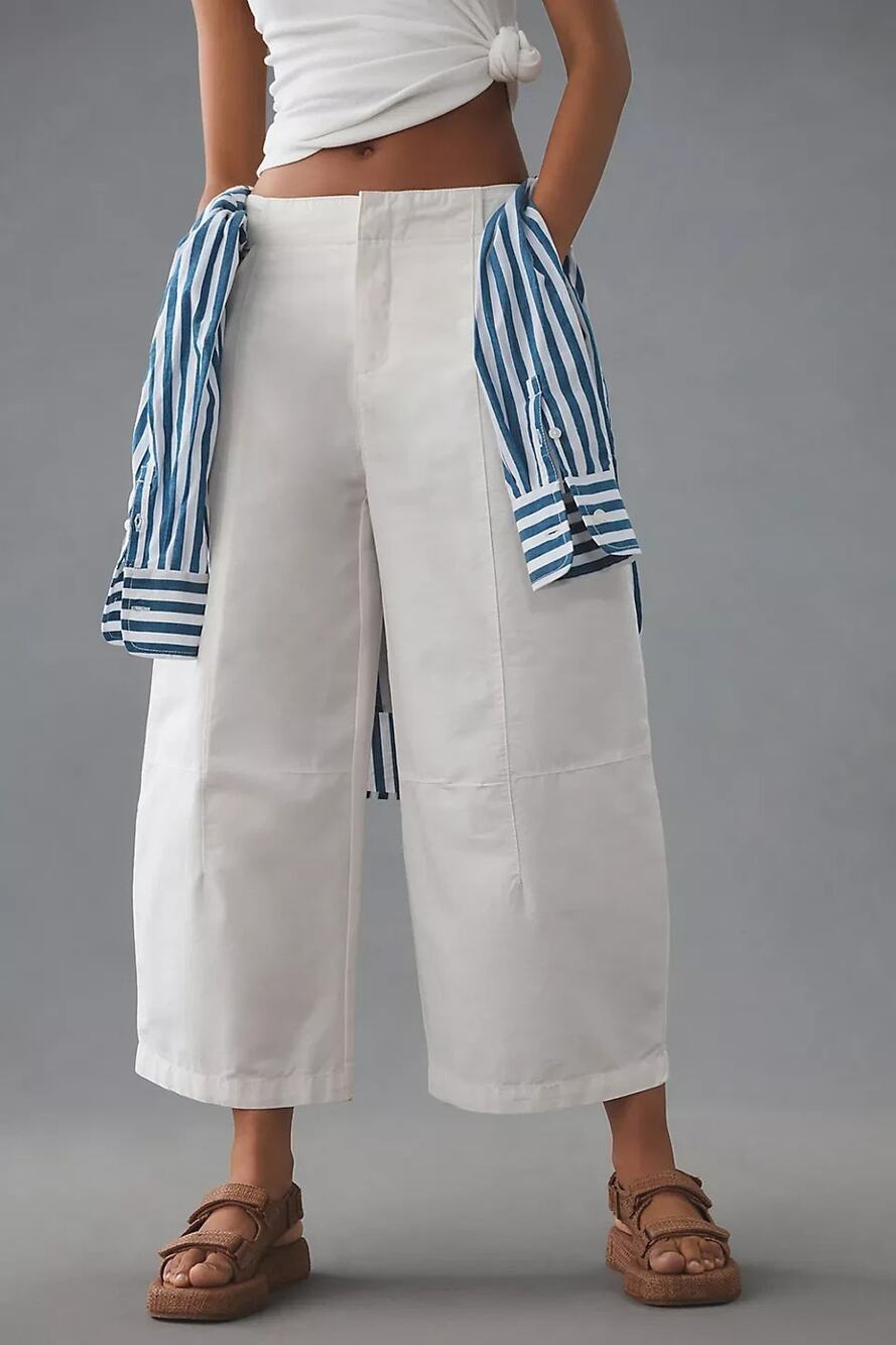 Anthropologie Pilcro *IN Cream* Porto Wide Leg Cropped Barrel Pants 26
